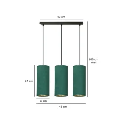 Online Potrójny zwis z zielono-złotymi zwisami 1058/3 BENTE | Kaja Żyrandole Nowoczesne