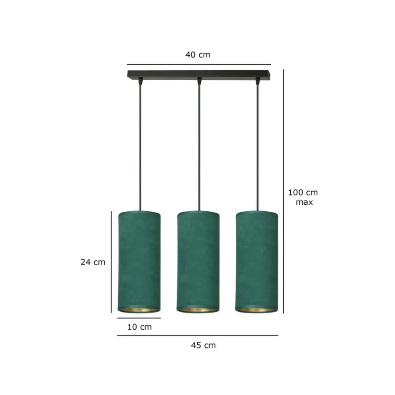 Online Potrójny zwis z zielono-złotymi zwisami 1058/3 BENTE | Kaja Żyrandole Nowoczesne