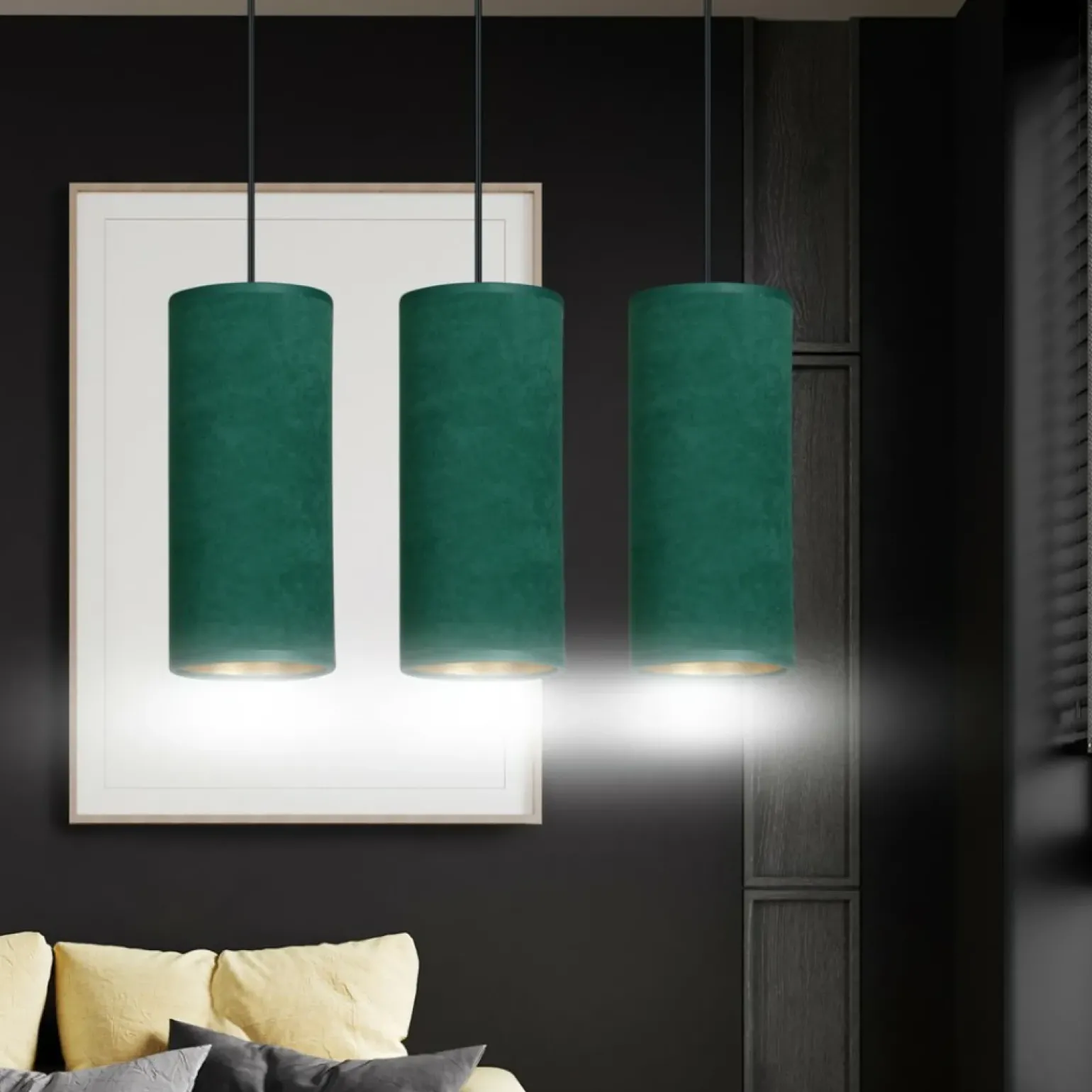 Online Potrójny zwis z zielono-złotymi zwisami 1058/3 BENTE | Kaja Żyrandole Nowoczesne