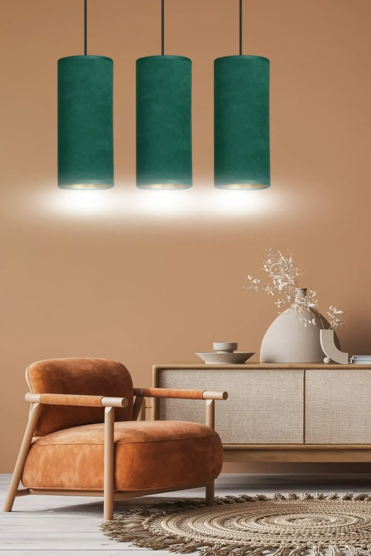 Online Potrójny zwis z zielono-złotymi zwisami 1058/3 BENTE | Kaja Żyrandole Nowoczesne