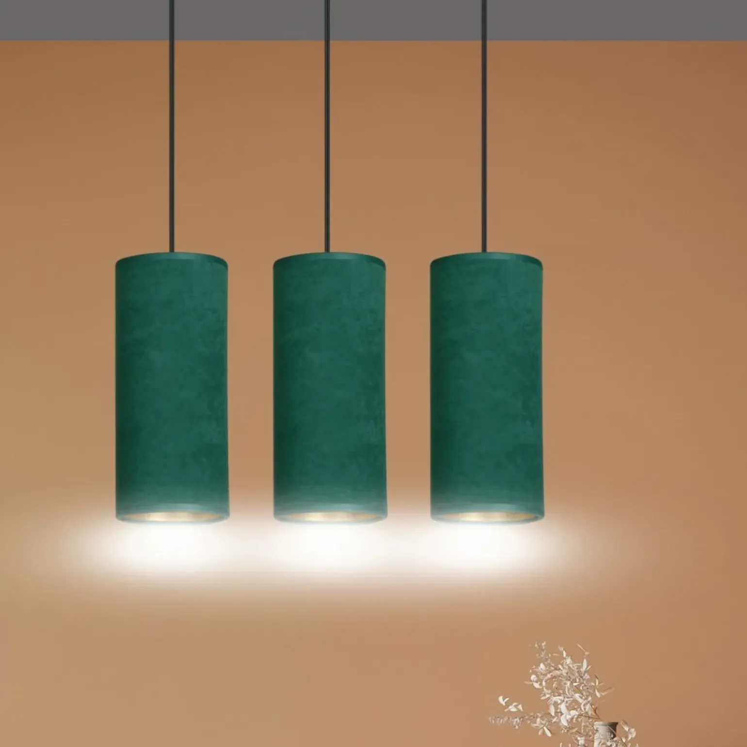 Online Potrójny zwis z zielono-złotymi zwisami 1058/3 BENTE | Kaja Żyrandole Nowoczesne