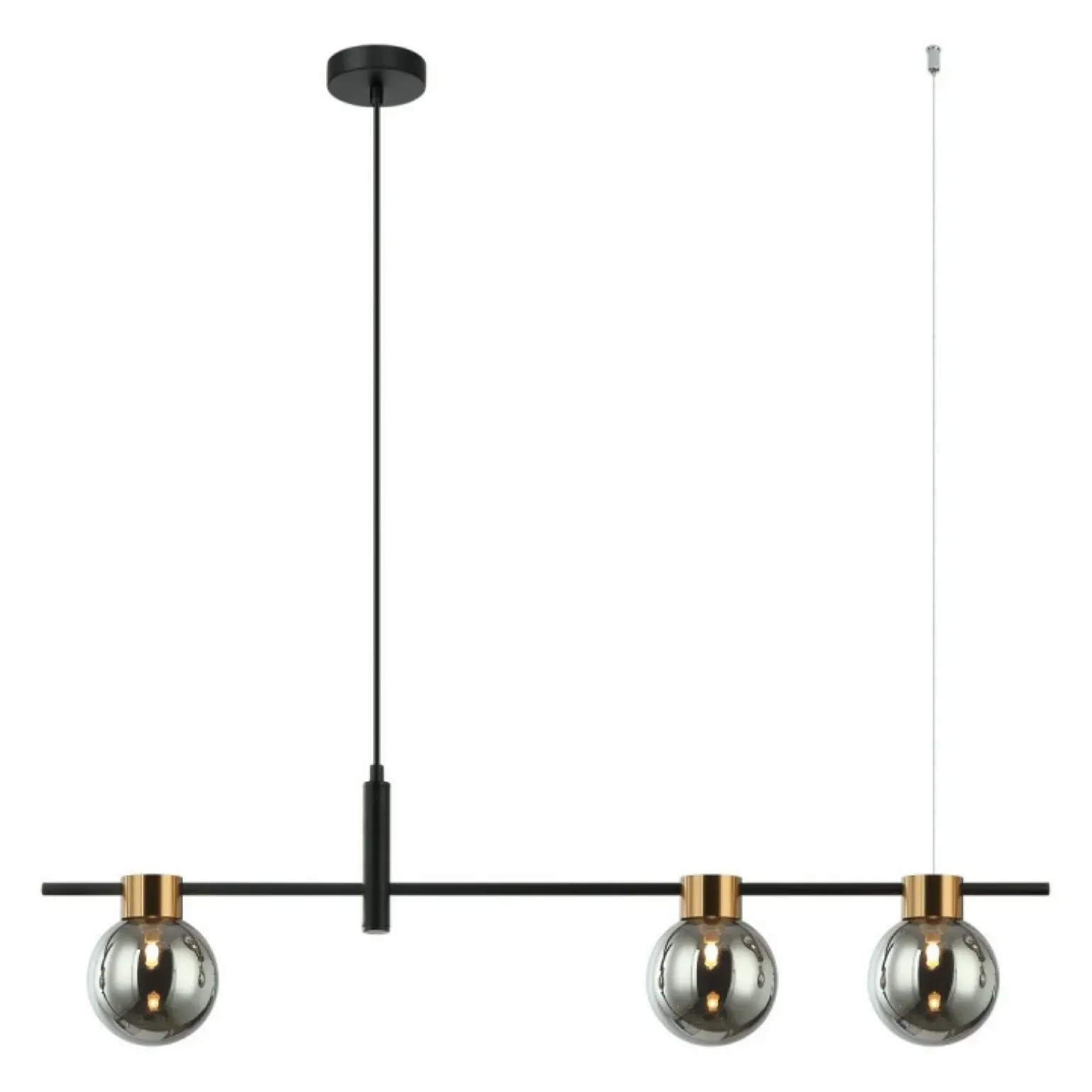 Store Pozioma lampa wisząca do salonu PND-5225-3-BK-SG z serii BLETTER Żyrandole Nowoczesne