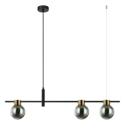 Store Pozioma lampa wisząca do salonu PND-5225-3-BK-SG z serii BLETTER Żyrandole Nowoczesne