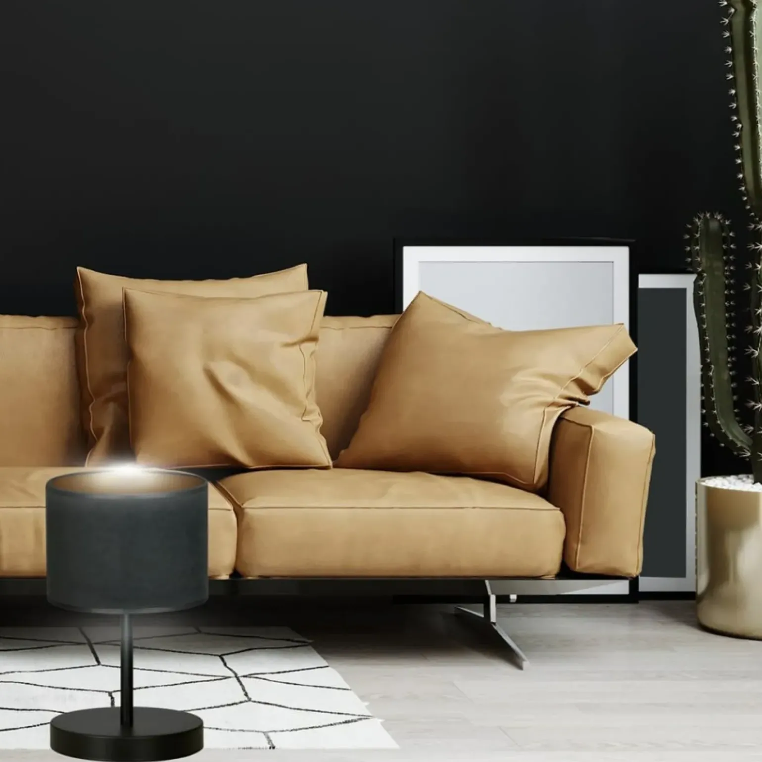 Sklep Kaja Prosta, czarna lampka stołowa na szafkę nocną 1054/LN1 HILDE | Kaja