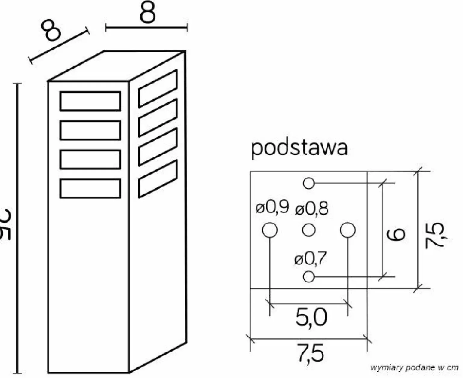 Sklep Kaja Prosta lampa, oświetlenie ogrodu RADO III 3 AL z serii RADO III | Kaja Oświetlen