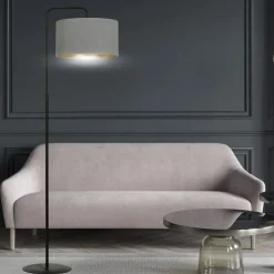Sklep Kaja Prosta lampa podłogowa z szarym abażurem 1050/LP1 HILDE | Kaja