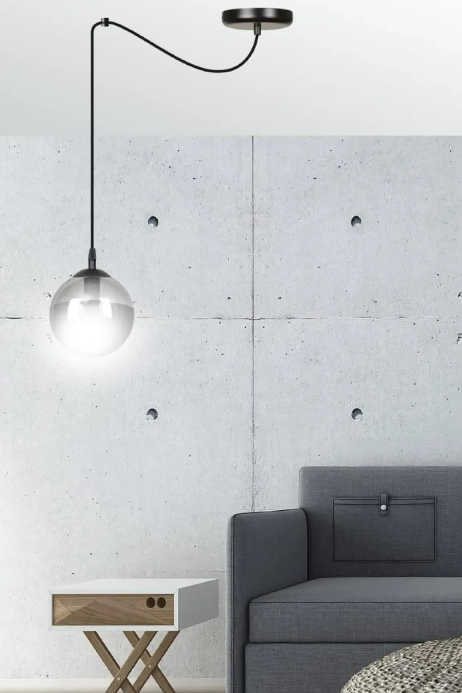 Cheap Prosta lampa wisząca z jedną grafitową kulą 937/1 | Kaja Oświetlenie Żyrandole Nowoczesne