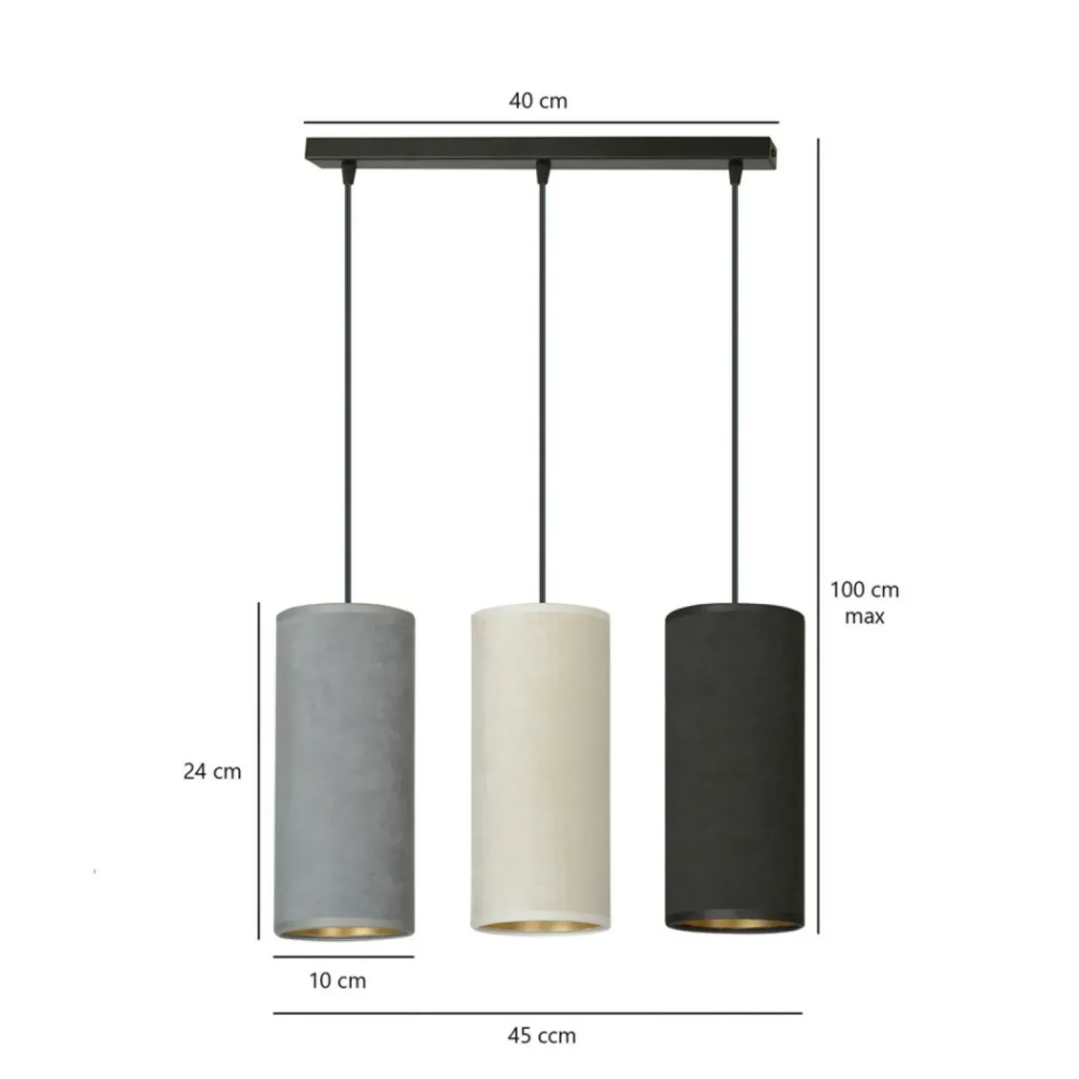 Clearance Prosta lampa wisząca z kolorowymi abażurami 1068/3 BENTE | Kaja Żyrandole Nowoczesne