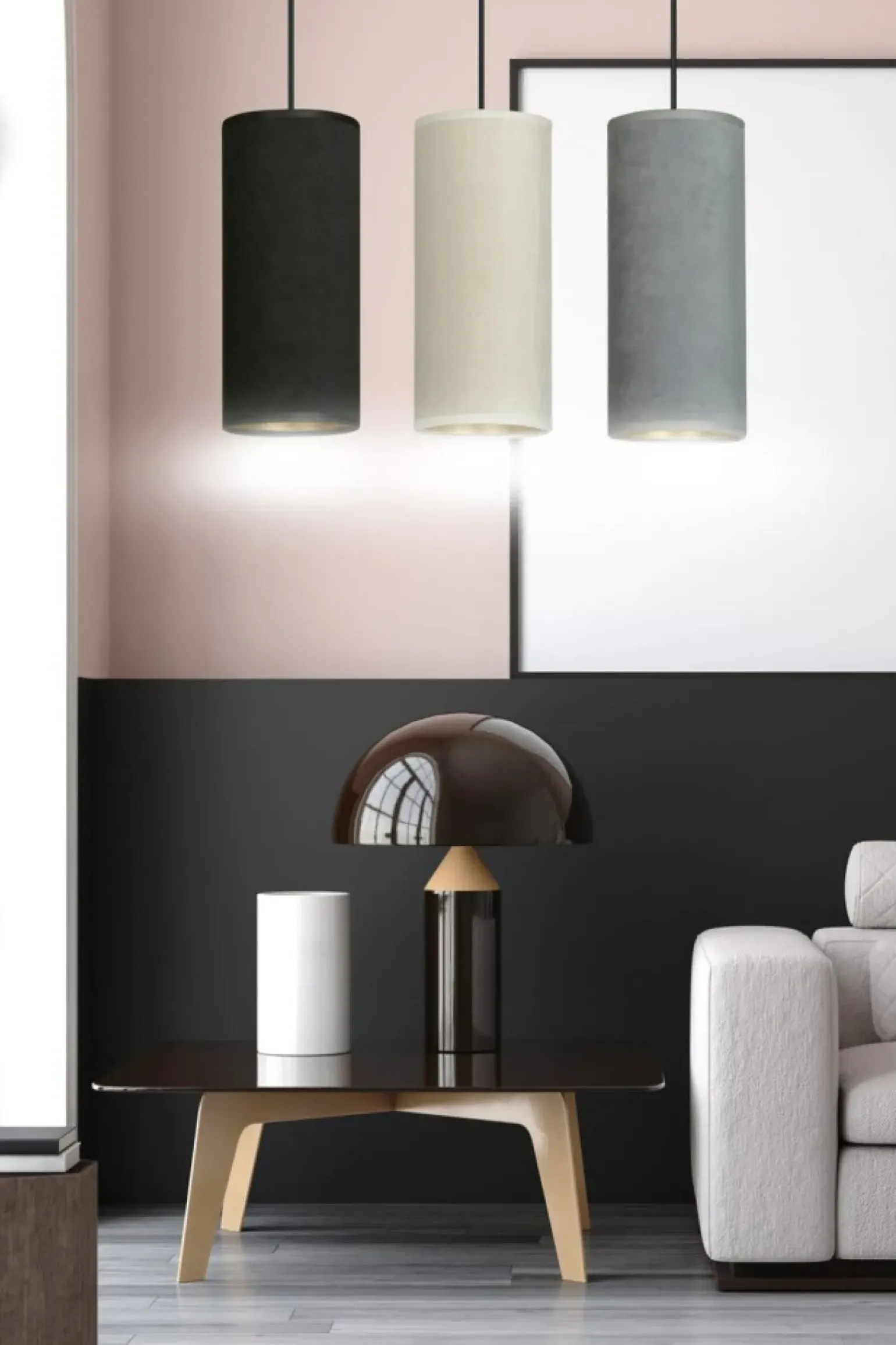 Clearance Prosta lampa wisząca z kolorowymi abażurami 1068/3 BENTE | Kaja Żyrandole Nowoczesne