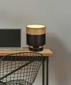 Sklep Kaja Prosta lampka na szafkę nocną, czerń z drewnem 41-17628 PORTO | Kaja