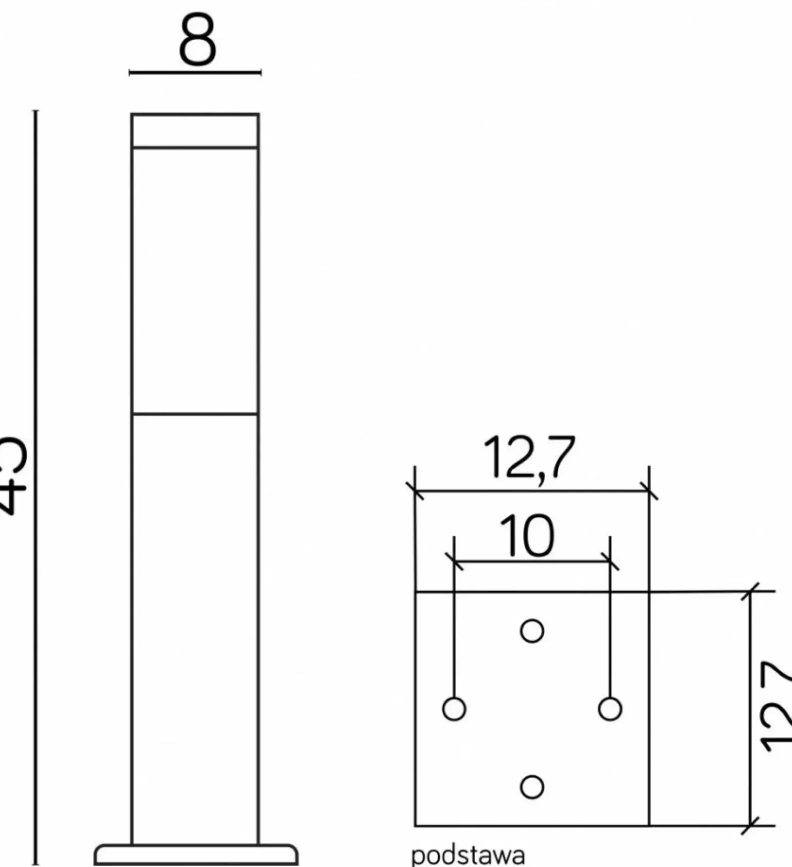 Sklep Kaja Prostokątna lampa stojąca ogrodowa SS802-450 BL z serii INOX KWADRAT | Kaja Oświ