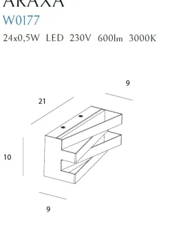 Sklep Kaja Prostokątna, nowoczesna lampa ścienna MX W0177 ARAXA | Kaja