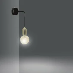 Sklep Kaja Prosty czarny kinkiet ze złotym zdobieniem 785/K1 | Kaja Oświetlenie