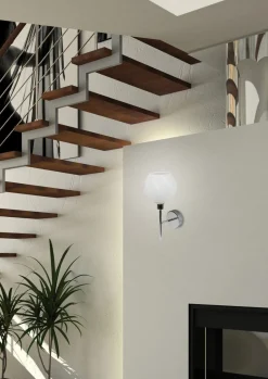 Sklep Kaja Prosty, srebrny kinkiet z białym kloszem 21-72191 RAUL | Kaja