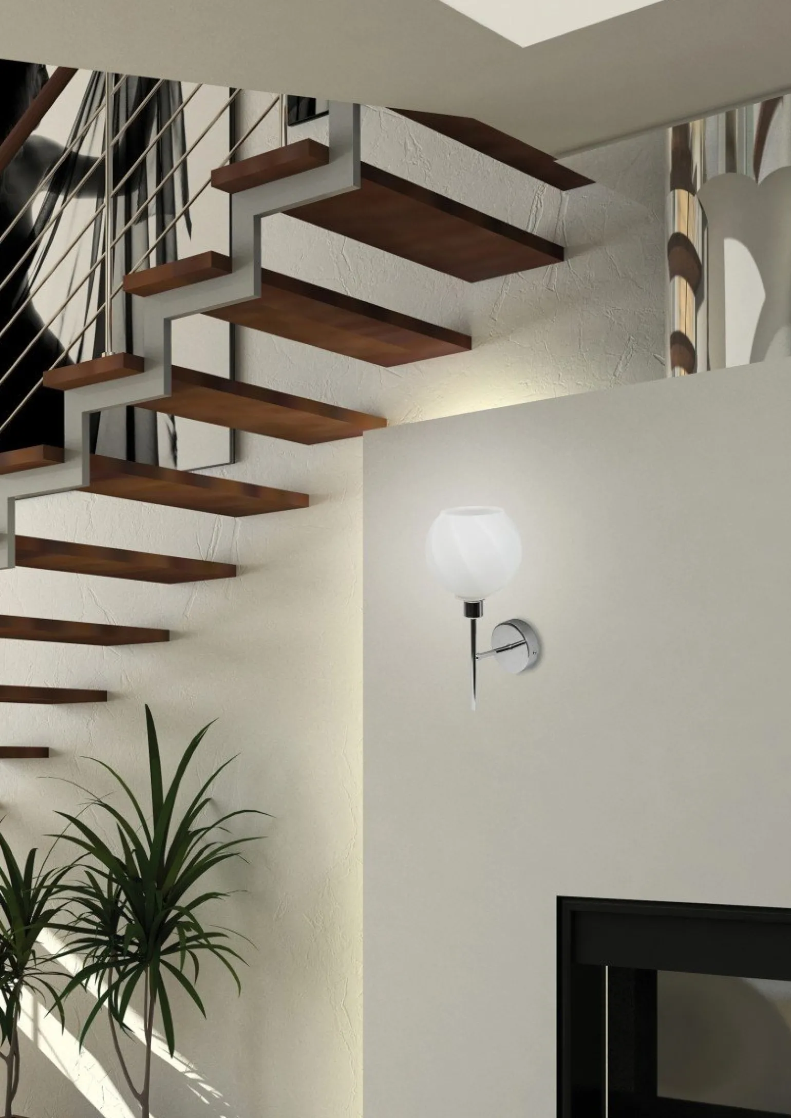 Sklep Kaja Prosty, srebrny kinkiet z białym kloszem 21-72191 RAUL | Kaja