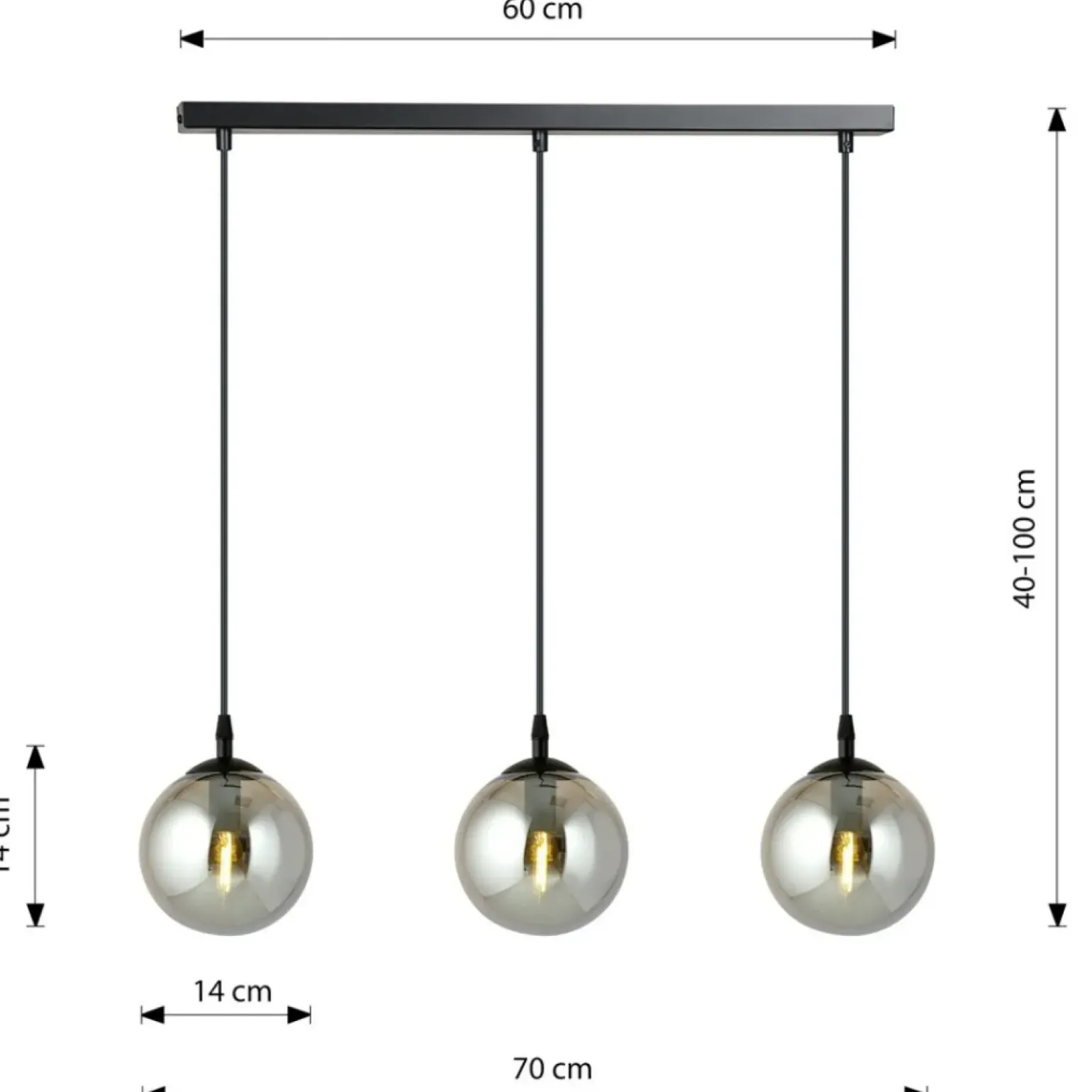 Best Sale Przydymiona lampa wisząca z małymi gwintami 712/3 | Kaja Oświetlenie Żyrandole Nowoczesne