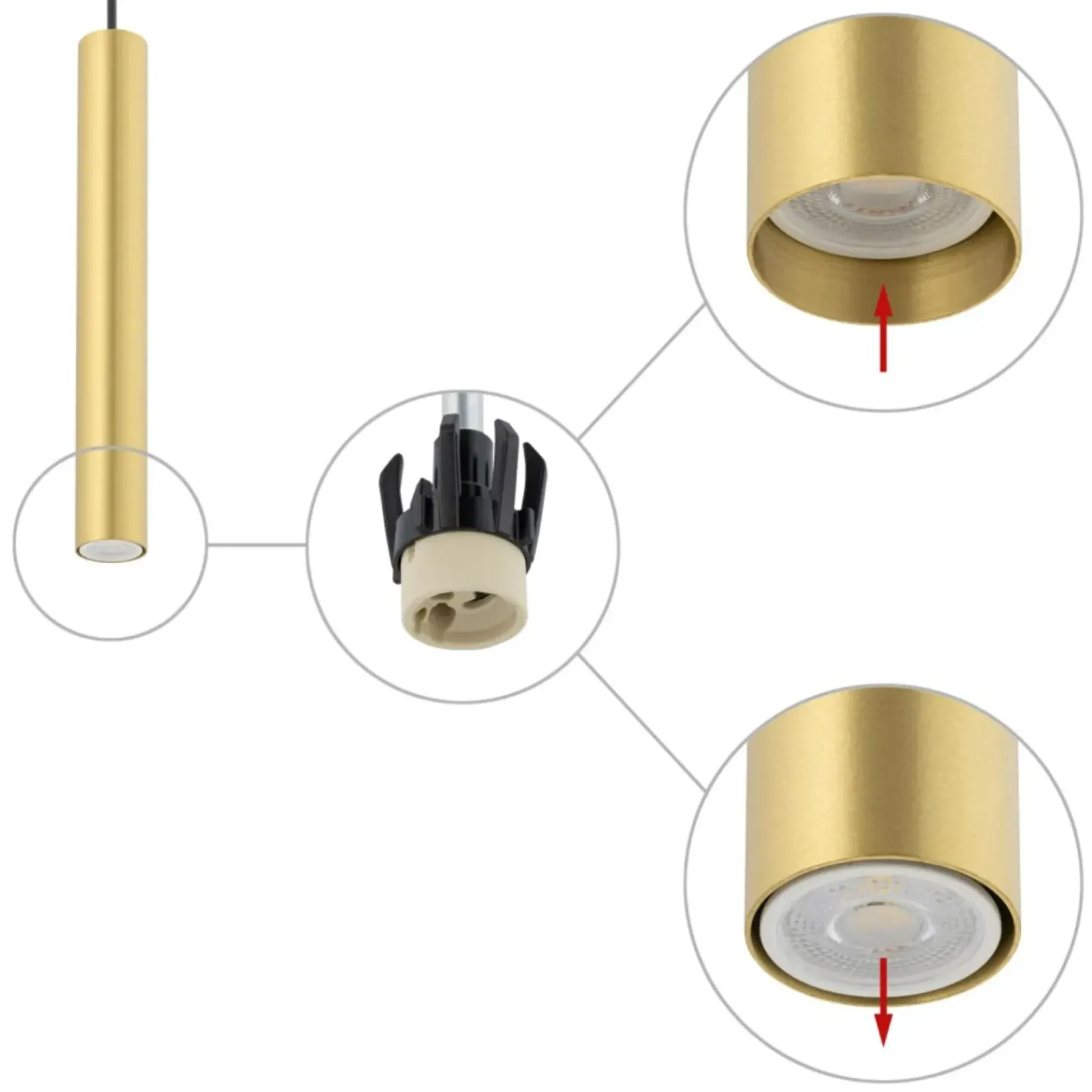 Fashion Punktowy, regulowany zwis, tuba 30cm 10772 FOURTY | Kaja Oświetlenie Żyrandole Nowoczesne