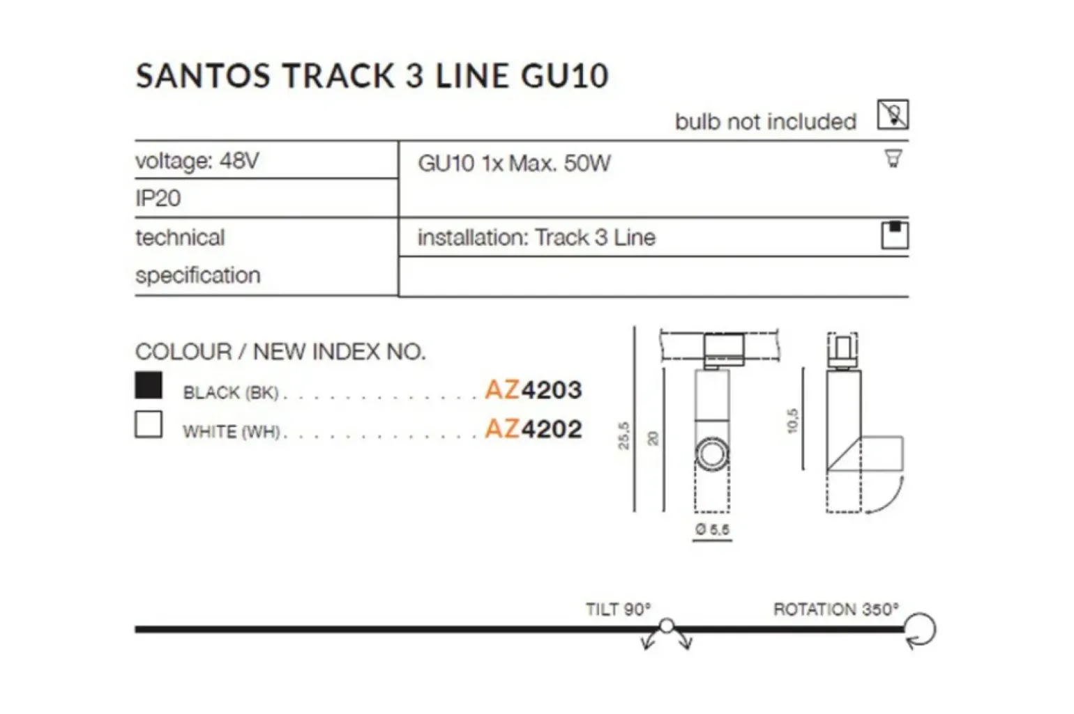 Sklep Kaja Reflektor 3-fazowy do szynoprzewodu AZ4202 SANTOS | Kaja