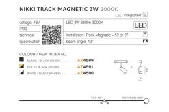 Sklep Kaja Reflektor do szyny magnetycznej 1-fazowej AZ4591 NIKKI | Kaja