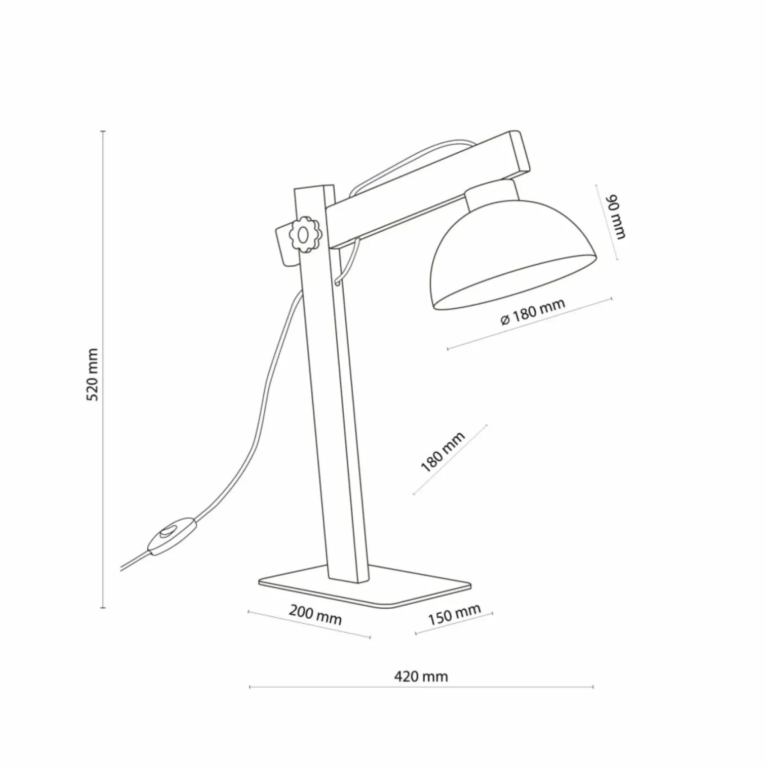 Sklep Kaja Regulowana, drewniana lampka biurkowa z kloszem TK 5345 z serii OSLO