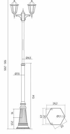 Sklep Kaja Regulowana lampa, latarnia ogrodowa OGMWN 2 z serii RETRO CLASSIC | Kaja Oświetl
