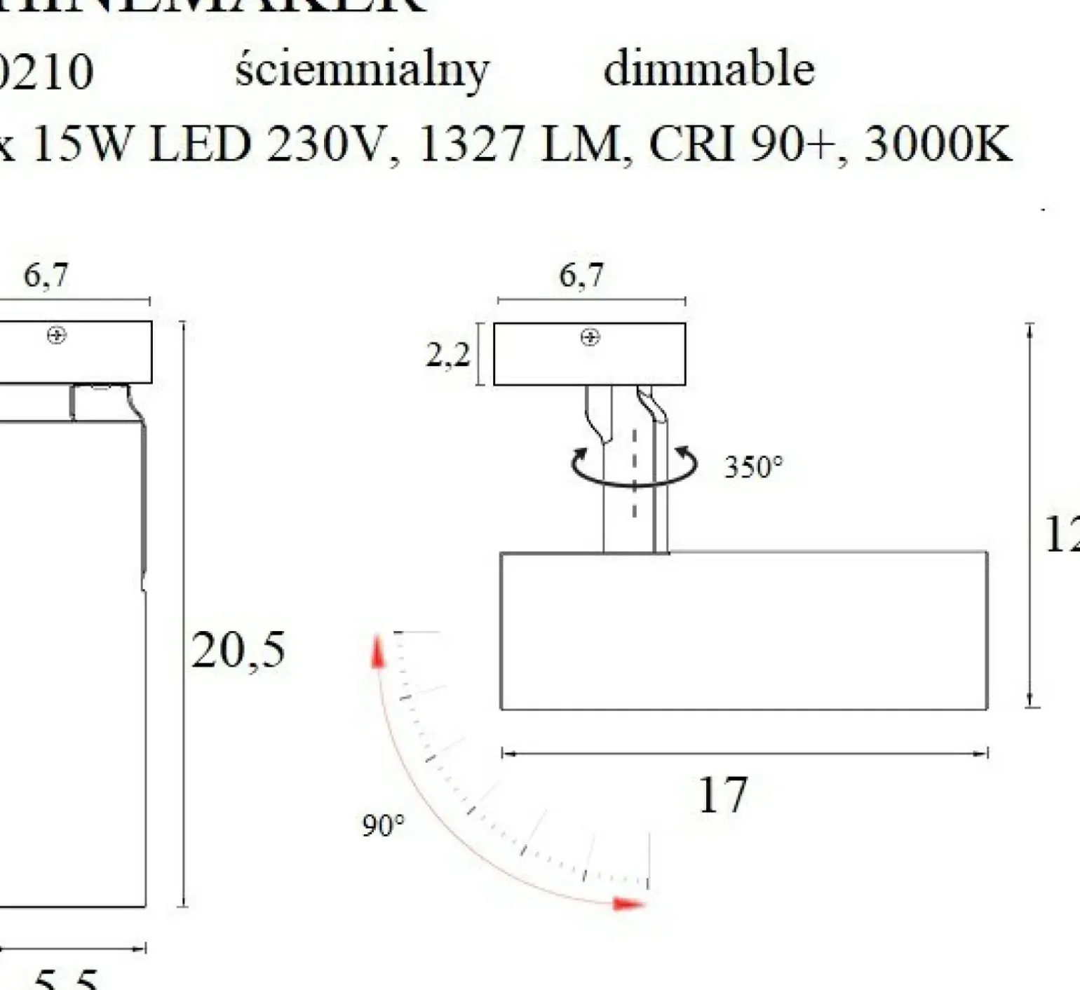 Sklep Kaja Regulowany reflektor punktowy LED MX C0210 SHINEMAKER | Kaja