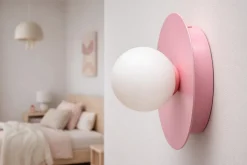 Sklep Kaja Różowa lampa sufitowa, plafon z białym kloszem K-5443 z serii ROBIN