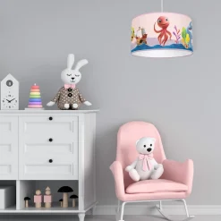 Sklep Kaja Różowa lampa wisząca, dziecięcy abażur MLP6801 z serii OŚMIORNICA LOLA | Kaja Oś