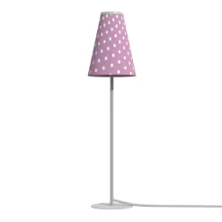 Sklep Kaja Różowo-biała lampka stołowa z abażurem w kropki 8080 | Kaja