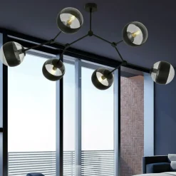 Shop Rozłożysta, czarna lampa sufitowa z kloszami 1135/6 SPACE | Kaja Żyrandole Nowoczesne