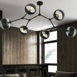 Shop Rozłożysta, czarna lampa sufitowa z kloszami 1135/6 SPACE | Kaja Żyrandole Nowoczesne