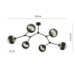 Shop Rozłożysta, czarna lampa sufitowa z kloszami 1135/6 SPACE | Kaja Żyrandole Nowoczesne