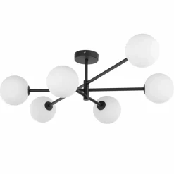 Best Rozłożysta, czarna lampa sufitowa z białymi kulami TK 4734 - SARIUS Żyrandole Nowoczesne