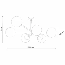 Best Rozłożysta, czarna lampa sufitowa z białymi kulami TK 4734 - SARIUS Żyrandole Nowoczesne