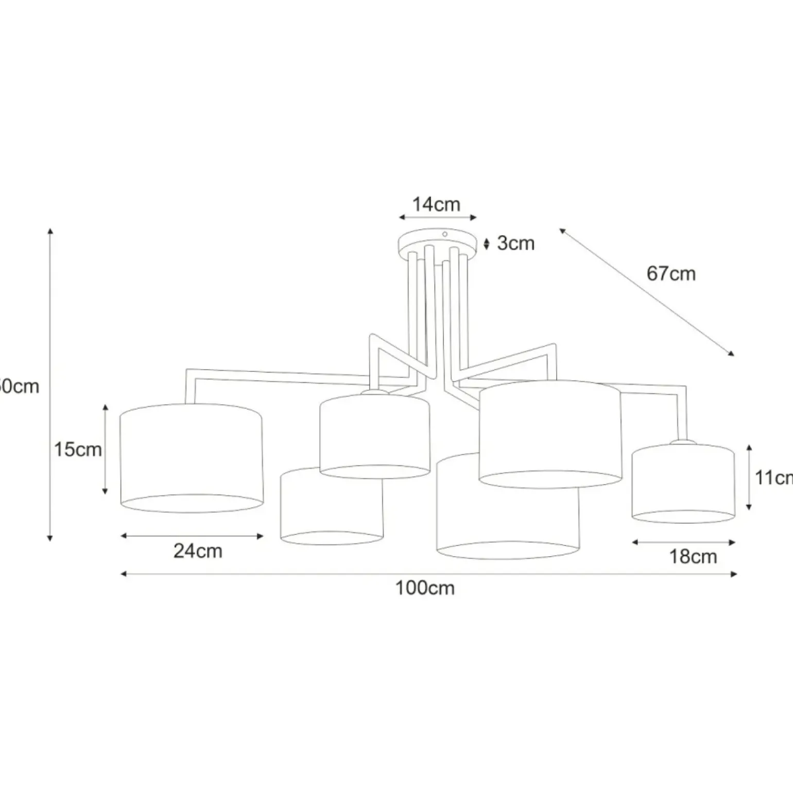 Store Rozłożysta lampa sufitowa do salonu K-4321 SIMONE BLACK | Kaja Żyrandole Nowoczesne