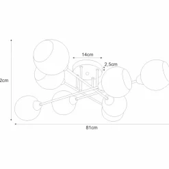 Hot Rozłożysta, stylowa lampa sufitowa K-JSL-1302/8 FONS | Kaja Żyrandole Nowoczesne