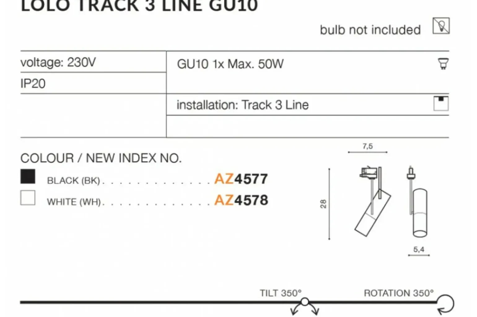 Sklep Kaja Ruchomy reflektor do szyny trójfazowej AZ4578 LOLO | Kaja Oświetlenie