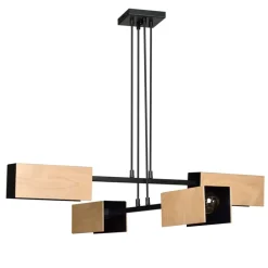 Best Rustykalna, czarno-drewniana lampa wisząca 616/4 ZAPER | Kaja Żyrandole Nowoczesne