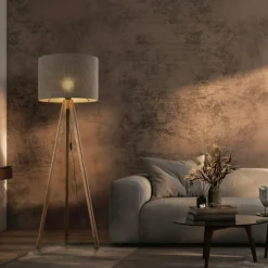 Sklep Kaja Rustykalna, drewniana lampa podłogowa TK 16019 GRAND ORZECH | Kaja