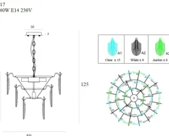 Best Rustykalna, kryształowa lampa wisząca MX P0417 ARWENA | Kaja Żyrandole Nowoczesne