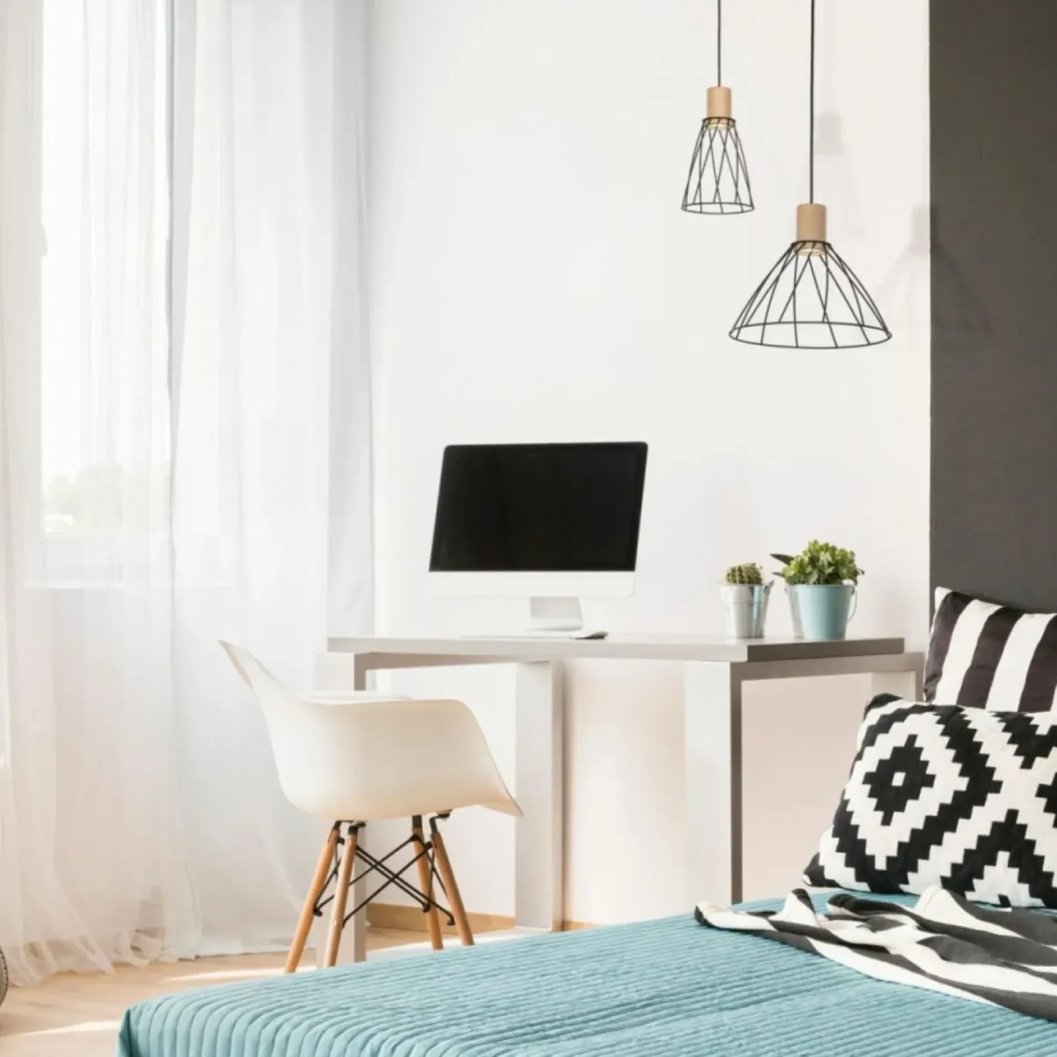 Store Smukła, druciana lampa z drewnem TK 10155 MODESTO WOOD SOSNA | Kaja Żyrandole Nowoczesne