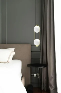 Outlet Smukła, złota lampa wisząca, owal z dwoma kloszami AZ4982 COCO | Kaja Żyrandole Nowoczesne