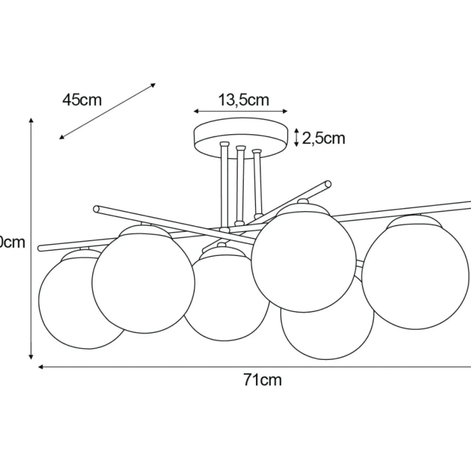 Fashion Spektakularna lampa sufitowa, grafitowe klosze K-5167 - GAMMA | Kaja Żyrandole Nowoczesne