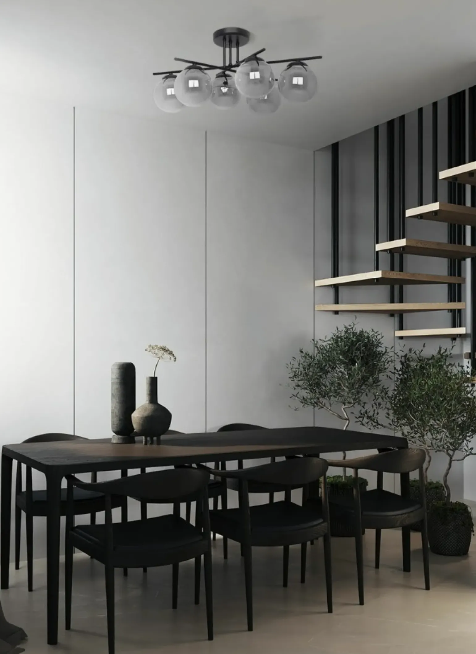 Fashion Spektakularna lampa sufitowa, grafitowe klosze K-5167 - GAMMA | Kaja Żyrandole Nowoczesne