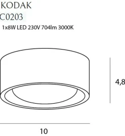 Sklep Kaja Spot natynkowy, plafon LED Ø10cm MX C0203 KODAK | Kaja Oświetlenie