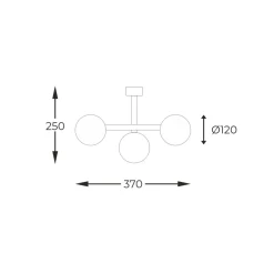Best Srebrna lampa sufitowa z 3 dymionymi kloszami 5663 z serii LUNA | Kaja Żyrandole Nowoczesne
