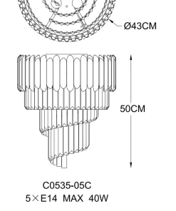 Sklep Kaja Srebrna lampa sufitowa z kryształkami C0535-05C-F4AC z serii GLADIUS
