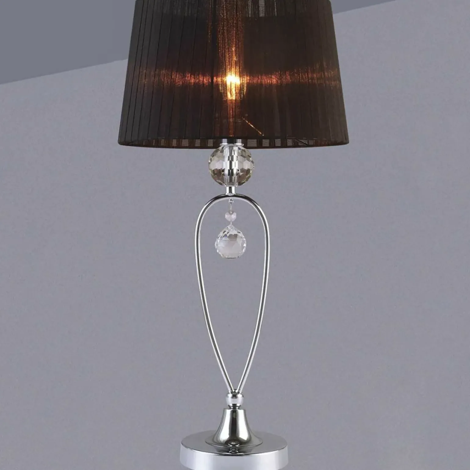 Sklep Kaja Srebrna lampka z czarnym abażurem MTM1637-1 VIVIEN | Kaja Oświetlenie