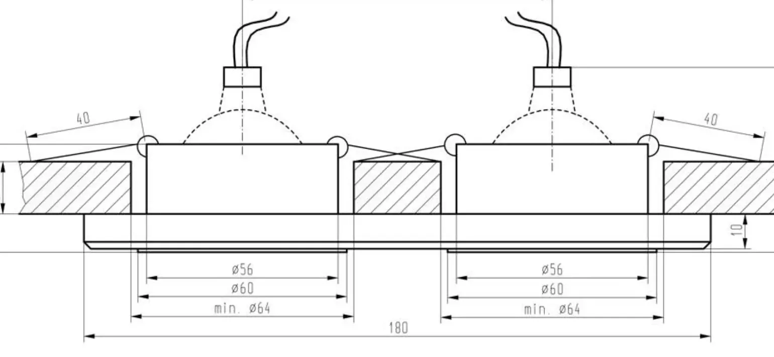Sklep Kaja Srebrna, podwójna oprawa podtynkowa, do korytarza 2222806 | Kaja Oświetlenie