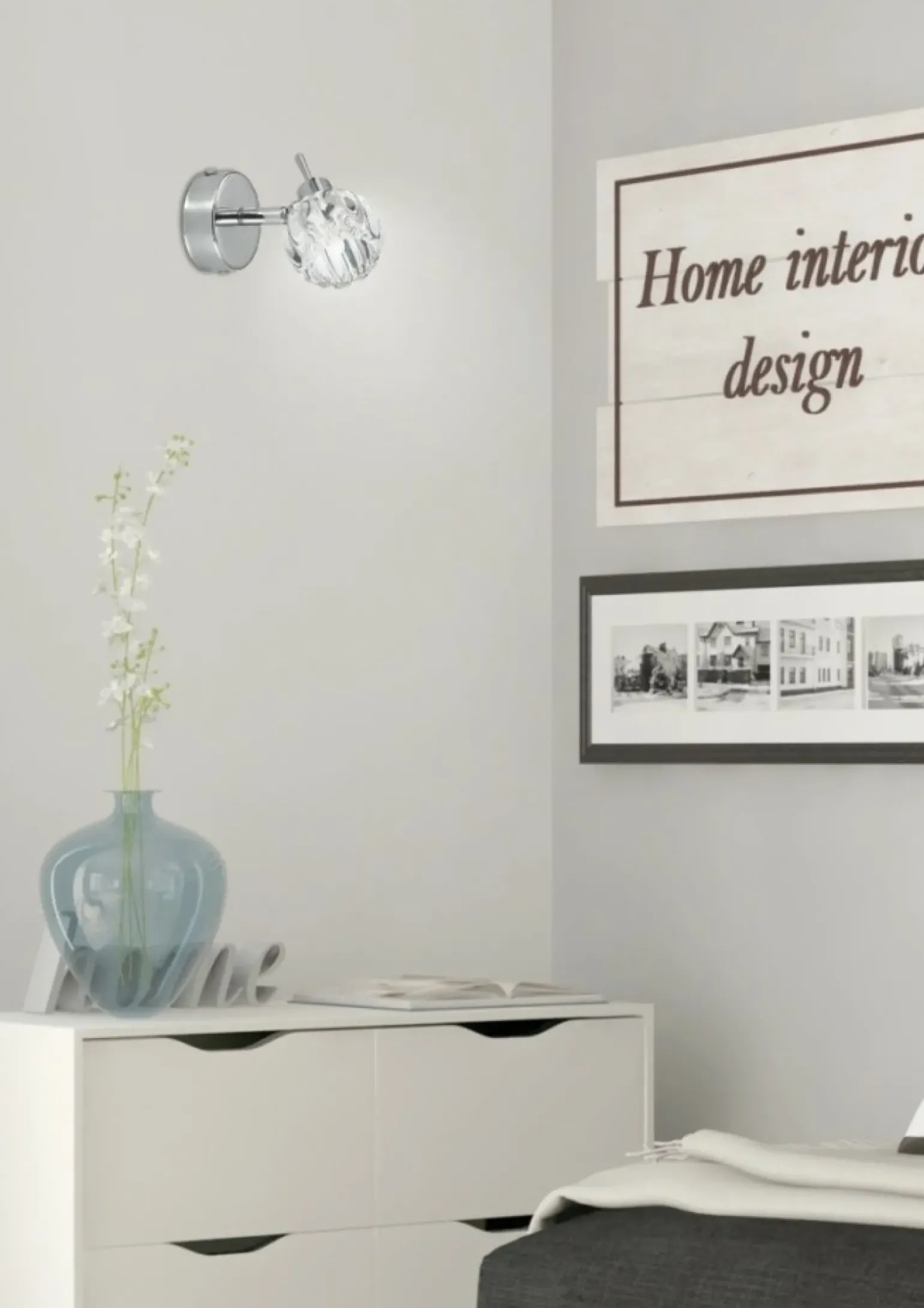 Sklep Kaja Srebrny kinkiet z kryształowym kloszem 91-70289 BOMBOLA | Kaja